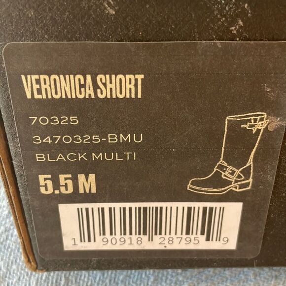 FRYE GUNMETAL AND SILVER MOTO LEATHER BOOTS.   NEW IN BOX - Picture 9 of 11